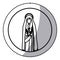 Circular sticker with contour figure of saint virgin maria