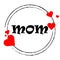 Circular stickers with hearts for mothers day