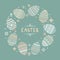 The circular template with place for the text of colorful Easter egg vector flat icons painted in traditional style.