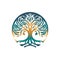Circular Tree of Life Logo on White Background AI Generated