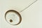 Circular vintage plafond lamp with electrical wiring. Background, copy space