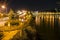 Circular walkway and city view in night time