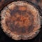 Circular wood pattern, age rings intricately cut with a chainsaw