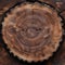 Circular wood pattern, age rings intricately cut with a chainsaw