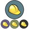 Circular yellow hard hat icon. Four color variations