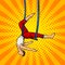 Circus acrobat on trapeze pop art vector