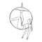 Circus aerialist in the hoop. Aerial woman acrobat in the ring. Vector illustration