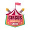 Circus amazing show logo label isolated on white