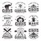 Circus amazing show set of vector black emblems