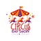 Circus big show logo design, carnival, festive, show label, badge, design element with carousel can be used for flyear