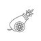Circus cannon shooting icon, outline style