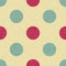 Circus carnival retro vintage polka dot seamless pattern. Colorful circles on background. Textured old fashioned retro graphic