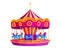 Circus carousel with horses flat vector illustration