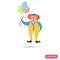 Circus clown with air balloons color flat icon