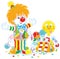 Circus clown with toys