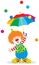 Circus clown with an umbrella