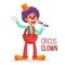 Circus Clown Vector. Performance For Hilarious Laughing People. Isolated On White Cartoon Character Illustration