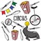 Circus. Collection of hand drawn icons