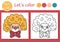 Circus coloring page for children with clown face. Vector amusement show outline illustration with cute stage performer. Color