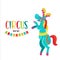Circus cute trained horse. Vector illustration.