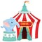 Circus elephant with carnival background