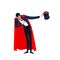 Circus entertainer, performer character in top hat and red cloak costume. Cartoon character vector man circus funfair