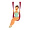 Circus equilibrist or acrobat woman on ropes vector flat icon