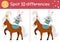 Circus find differences game for children. Educational activity with gymnast rabbit on horse. Amusement show puzzle for kids with