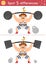 Circus find differences game for children. Educational activity with strongman lifting weights. Amusement show puzzle for kids