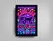 Circus flyer in neon style. Circus show with elephant neon sign poster, bright banner, neon brochure, typography design