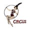 Circus gymnast. Beautiful girl in a circus suit. Watercolor illustration