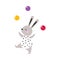 Circus Hare Animal Juggling with Colorful Balls Performing Trick Vector Illustration