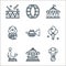 Circus line icons. linear set. quality vector line set such as elephant, carousel, seal, balloons, trumpet, bear, circus tent,