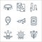 Circus line icons. linear set. quality vector line set such as fireworks, target, juggler, ticket, trumpet, balloon, whip, tarot