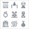 circus line icons. linear set. quality vector line set such as unicycle, juggling, food stall, magician, wheel, ring of fire, lion