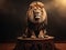 Circus lion Wild cruel animal sitting on pedestal  Made With Generative AI illustration