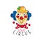 Circus logo, emblem with clown for amusement park, festival, party, creative template of flyear, posters, cover, banner