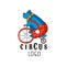 Circus logo original design, creative badge with bear on a bicycle can be used for flyear, posters, cover, banner