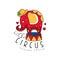 Circus logo original design, creative badge with funny elephant can be used for flyear, posters, cover, banner