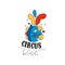 Circus logo original design, emblem for amusement park, festival, party, creative template of flyear, posters, cover