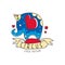 Circus logo original design, emblem with cote elephant for amusement park, festival, party, creative template of flyear