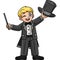 Circus Magician with Hat and Wand Cartoon Clipart