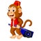 Circus monkey carrying cart
