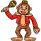 Circus Monkey With Maracas Cartoon Colored Clipart