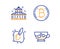 Circus, Painting brush and Bitcoin icons set. Cold coffee sign. Vector