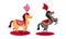 Circus Performance Attribute with Dancing Horse Vector Set