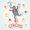 Circus performance sticker style illustration with elephant