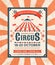 Circus poster. Carnival vintage old banner frame, magic show greetings card, retro invitation card. Vector marquee tent