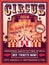 Circus poster. Traveling circus with tent carnival festival magic show banner, retro invitation party flyer vector