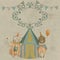 Circus poster in vintage style, drawing of circus bears, circus banner